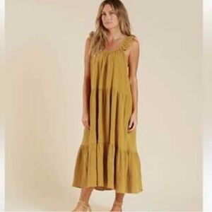 Rylee + Cru Mustard Casual Dress L new